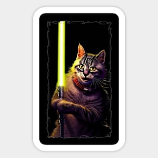 Fun Cat Print ~ AI Art ~ Fantasy Cat ~ Sci-fi Cat ~ Cats with Lightsabers Sticker